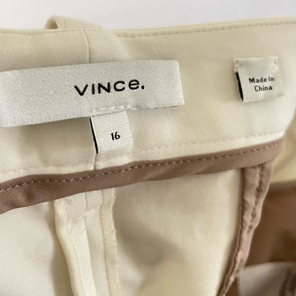 VINCE Avery Wide Leg Italian Chino Pant Size 16 Ivory Stretch Cotton Blend - Picture 7 of 10